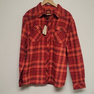 Brunt Red Plaid Button Down Flannel Work Shirt